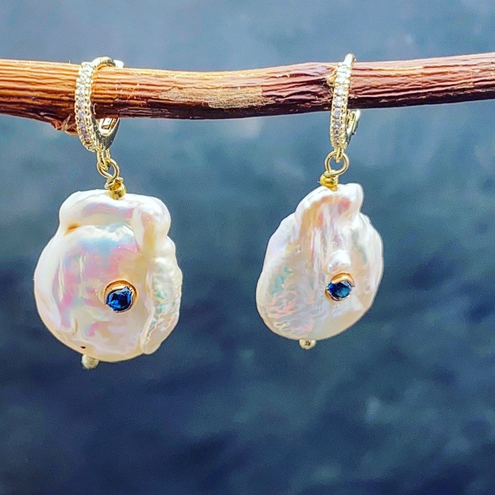 Anthropologie pearl earrings December Birthstone - Picture 2 of 8